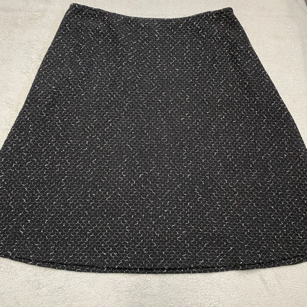 St John Skirt Size 14 Black White Wool Blend Textured Knit A Line‎ Old Money USA